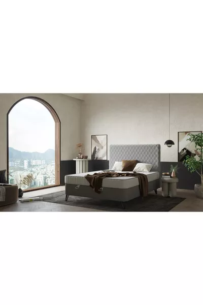 Orthopedic Luxury Bed Base and Headboard Set - Anthracite