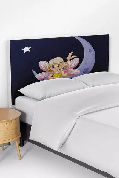 Donkerblauw Fee Patroon Kinderkamer Bed Onderstel Hoofdeinde Hoes