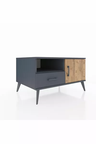 خزانة كرونوس برفين ودرج واحد وباب واحد رمادية-صنوبر/رمادية