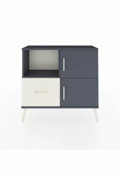 خزانة أرجس بدرجين ودرج واحد وغطائين بلون أنثراسيت/رمادي حجري