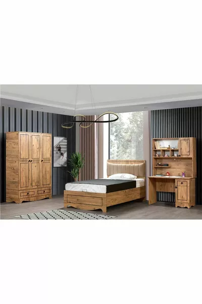 Daisy Youth Room - 3-Door Wardrobe, Bed with Storage, Desk - 