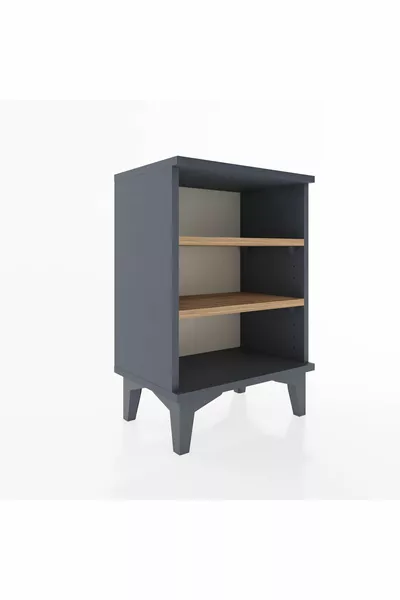 أرجس كومودين بدرجين مع رفّين أنثراسيت-صنوبر