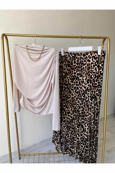 تنورة ليوبارد, تنورة طويلة الفهد, الحجاب تنورة النمر, تنورة مطوي, تنورة الحجاب