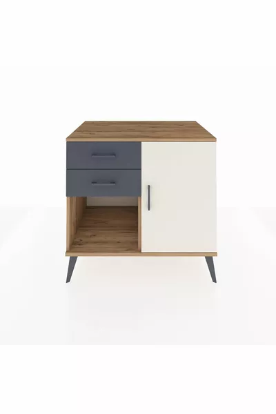 Kronos Dresser Single Shelf with 2 Drawers and 1 Door Pine-Ash/Anthracite