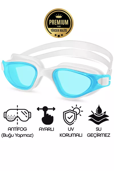 Large Boy Pro Silicone Adult Swimming Goggles Fog-Free and Waterproof Turquoise