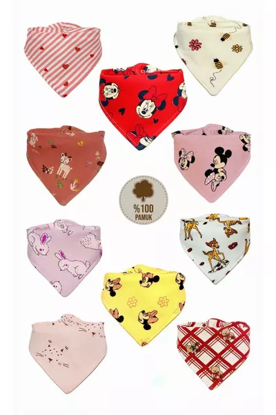 مريلة طعام للأطفال حديثي الولادة للبنات مصنوعة من قماش عضوي بطبقتين ملونة ومزخرفة،  قطع