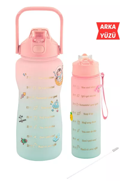 Premium BPA-Free 2-Pack Motivational 2 Liter Water Bottle + ml Bottle Water Bottle, Water Bottle, Flask