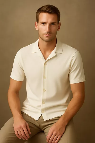 قميص رجالي أبيض واسع