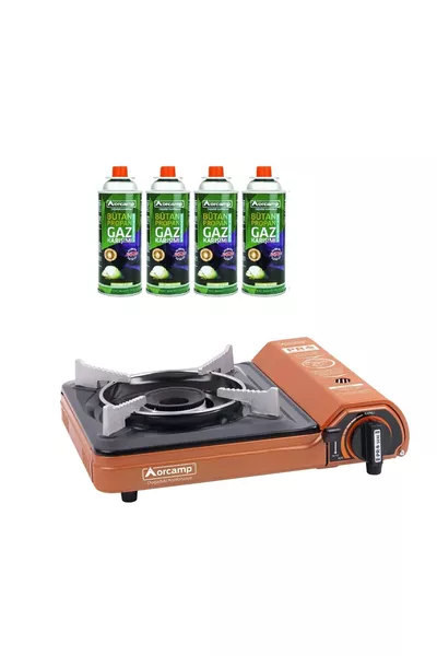 موقد محمول فردي زاوي برتقالي / خرطوشة 4 قطع