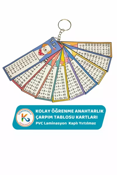 بطاقات جدول الضرب التعليمية مع ميدالية المفاتيح لتسهيل التعلم