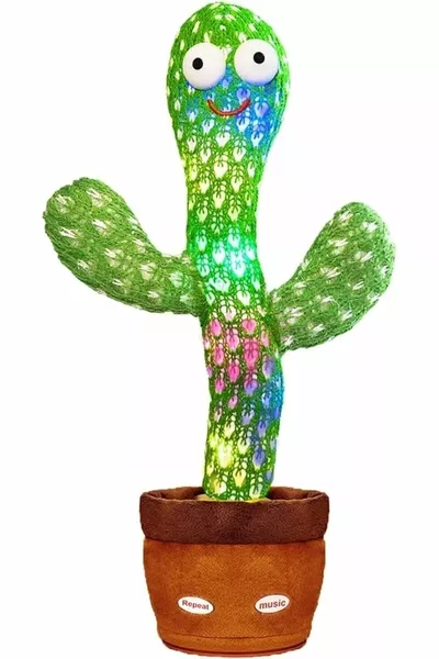 لعبة صبار ناطق وراقص يعمل بالشحن، لعبة تعليمية ممتعة من الفرو مع تكرار الصوت والأغاني