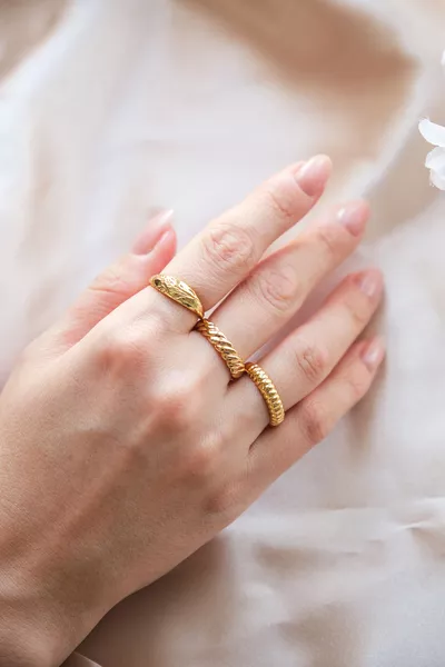 Women's 3-Piece Gold Ring Set