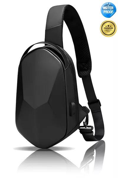 Hardshell Crossbody Chest Bag Waist Bag Cross Shoulder Bag Waterproof Black Men's Shoulder Bag