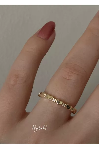Tiny Hearts Gold Ring