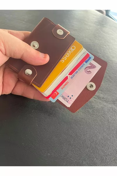 Portacarte Orizzontale in Vera Pelle Fatto a Mano della Serie Hermes