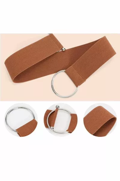 مجموعة حزام أنكا للنساء، حزام خصر مطاطي أسود وبني، حزامين لفستان