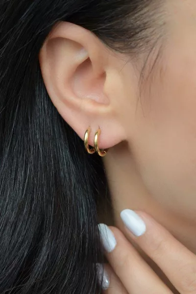 Small Size Steel Hoop Earrings Gold
