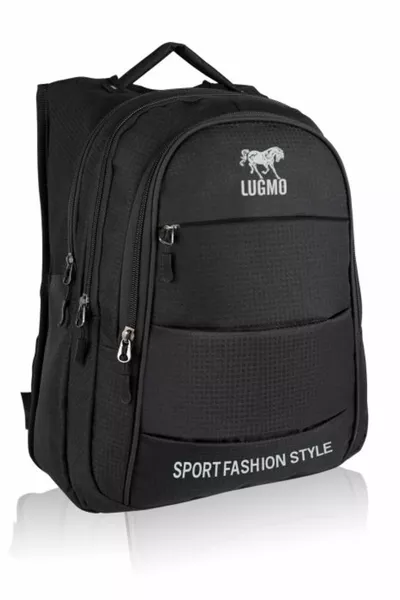 حقيبة مدرسية بأربع جيوب + حافظة أقلام مقاومة للماء مبطنة بالكامل للمرحلة الإعدادية والثانوية باللون الأسود