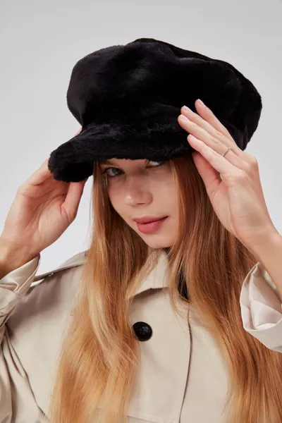 Casquette en peluche pour femme, style journaliste, chapeau d'hiver