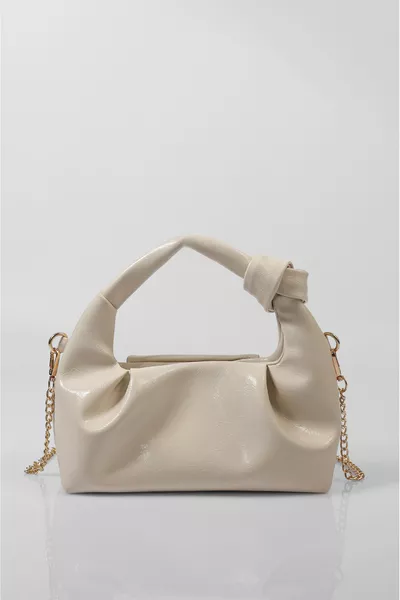 Women's Cream Mini Chain Hand and Shoulder Bag