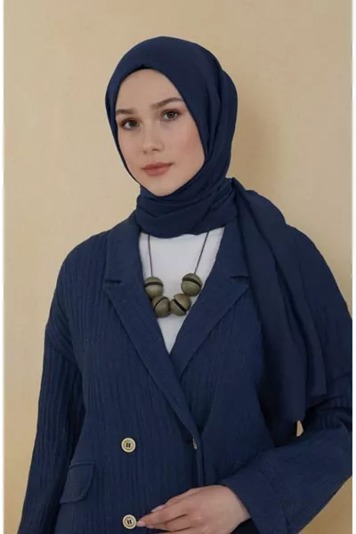 Ellen Cotton Crush Scarf Navy