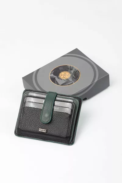 Genuine Leather Black-Green Card Holder