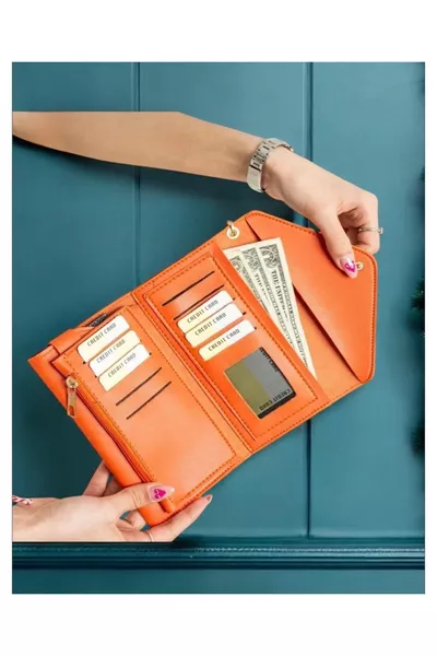 محفظة يد بحمالة للمعصم مع جيوب لهاتف ونقود