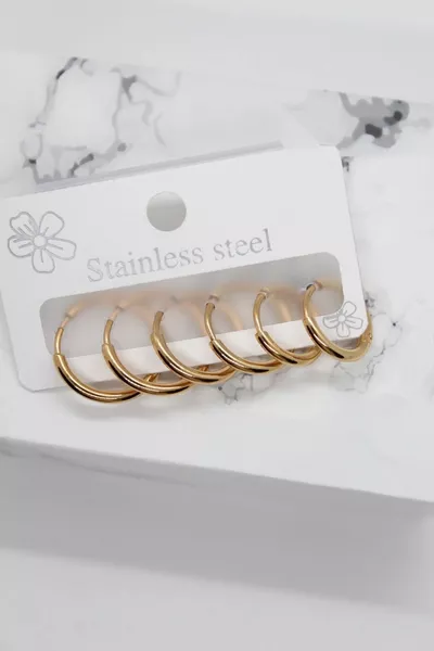 Women's Non-Tarnish L Steel 6-Piece Hoop Set Non-Tarnish Steel Earrings