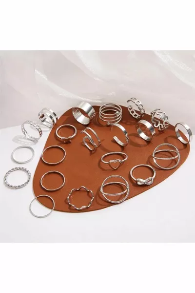 Women's -Piece Silver Ring Set