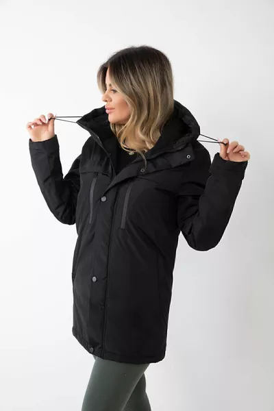 Veste d'hiver pour femme avec doublure polaire noire, imperméable au vent et à l'eau, à capuche & manteau & parka