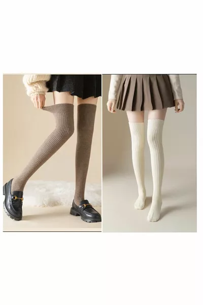 2 ' Double Knee-High Wool Socks for Women