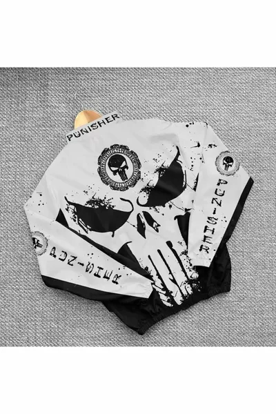 Unisex Paraşüt Kumaş Oversize Dijital Baskılı Siyah Rüzgarlık Yağmurluk İnce Ceket