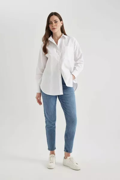 Oversize Fit Oxford Langärmliges Hemd aus % Baumwolle au