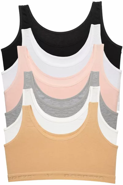 Young Girl Thick Strap Cropped Tank Top Pack of 6