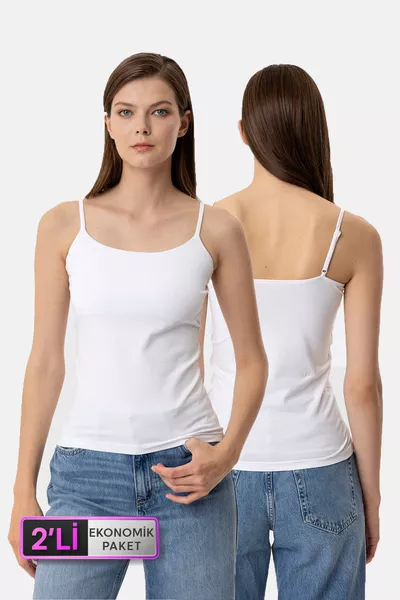 Lot économique de 2 débardeurs fins à bretelles en coton Tiger 