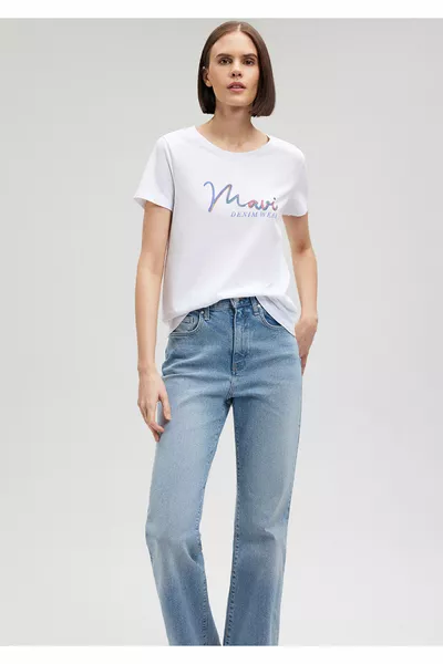 Printed White T-Shirt Slim Fit / Slim Cut 