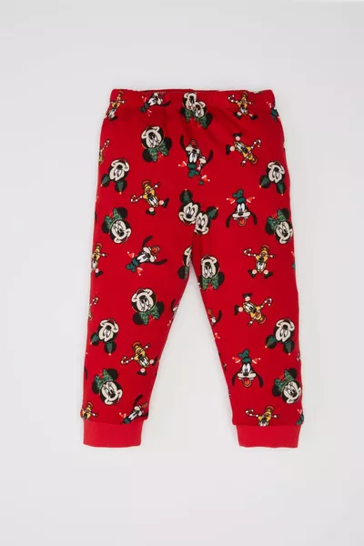 Baby Boy Disney Mickey & Minnie Christmas-Themed Pajama Set, Long-Sleeve Top with Crew Neck, Elastic Waist