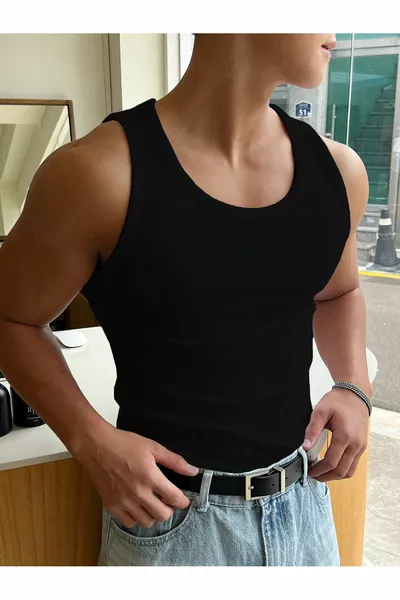 Débardeur caraco slimfit noir pour homme