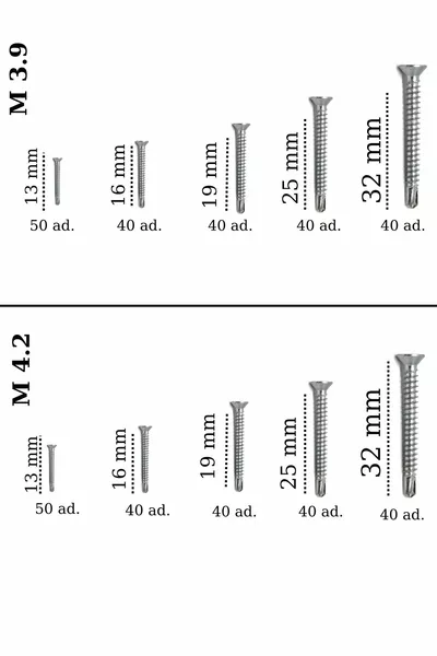 Набор из  умных винтов с потайной головкой —  видов с насадками для дрели — умный набор винтов с кейсом