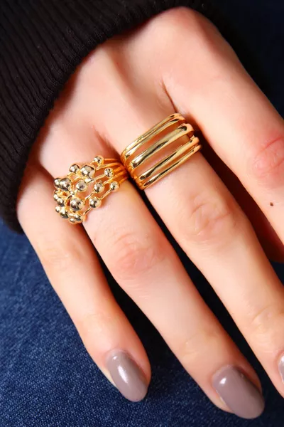 Gold Bubble Ring Set