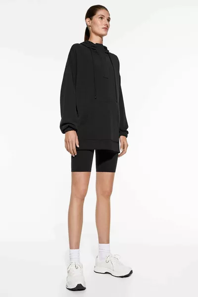 Zacht getextureerd oversized modal sweatshirt met rits