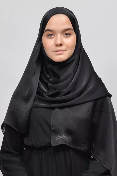 Sciarpa in chiffon da cerimonia con tessuto in raso lucido Janjan - nero