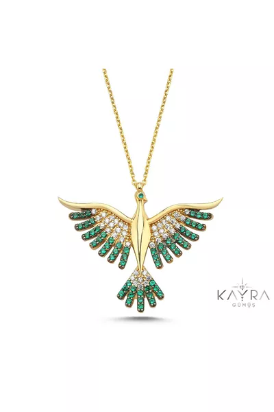 Green Gem Phoenix Gold Plated Necklace 