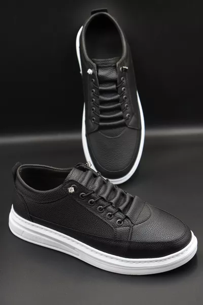 حذاء EFNAN SHOES رجالي أسود يومي مرن مريح مخيط خفيف من البولي سبور ذكي