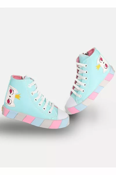 حذاء سنيكرز للأطفال البنات الأميرة القطّة الزرقاء