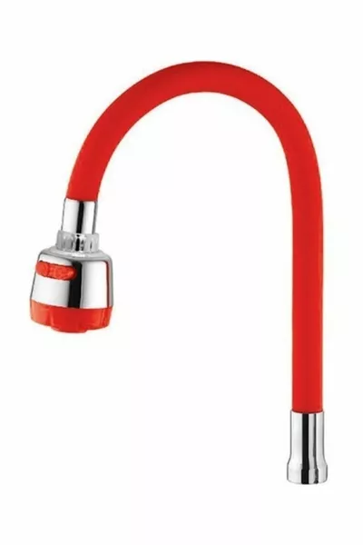 Игровой кран с вращающимся изогнутым цветным спиральным носиком для раковины и кухни, красный