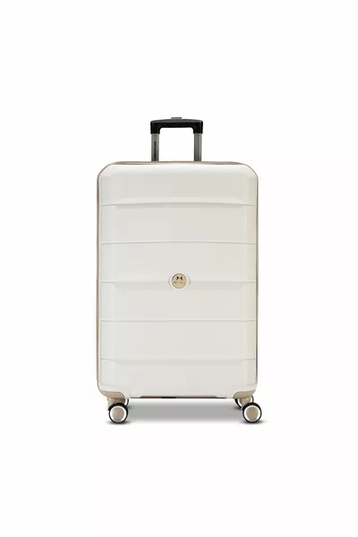 3-Piece Set of Wheeled Unbreakable Suitcases Holiday Dowry Bone Champagne
