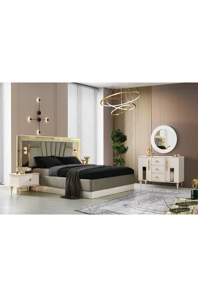 Askar MDF Slaapkamer Set met Bedbodem