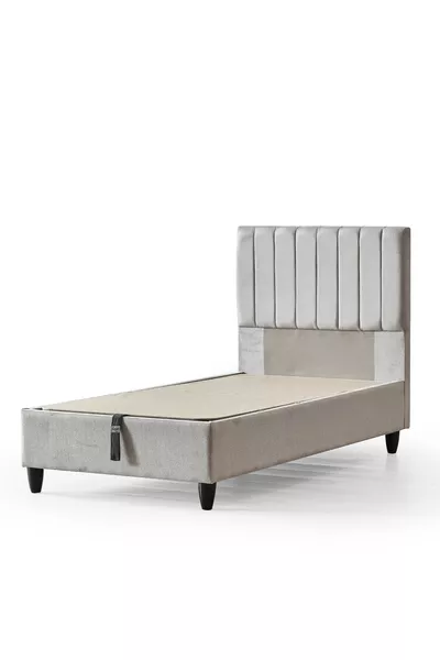 سلسلة المانوليا سرير فردي مع صندوق وقاعدة رأس + طقم فراش نوابض كامل أرثوبيدي 3 قطع