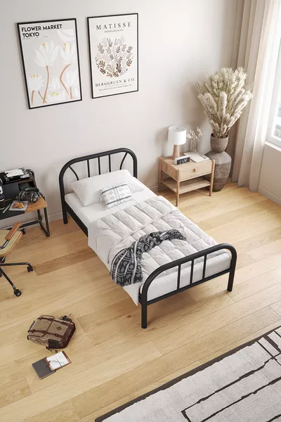 Royal Metal Karyola Siyah Tek Kişilik Ferforje Yatak , , , , 